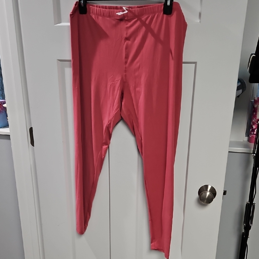 High-Rise Coral Leggings with Drawstring Waist